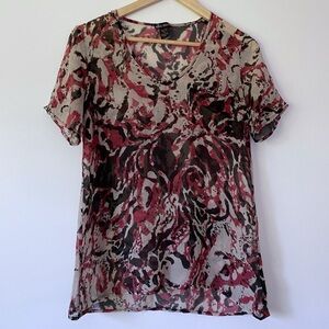 Ella Moss Sheer Silk Abstract Print Top